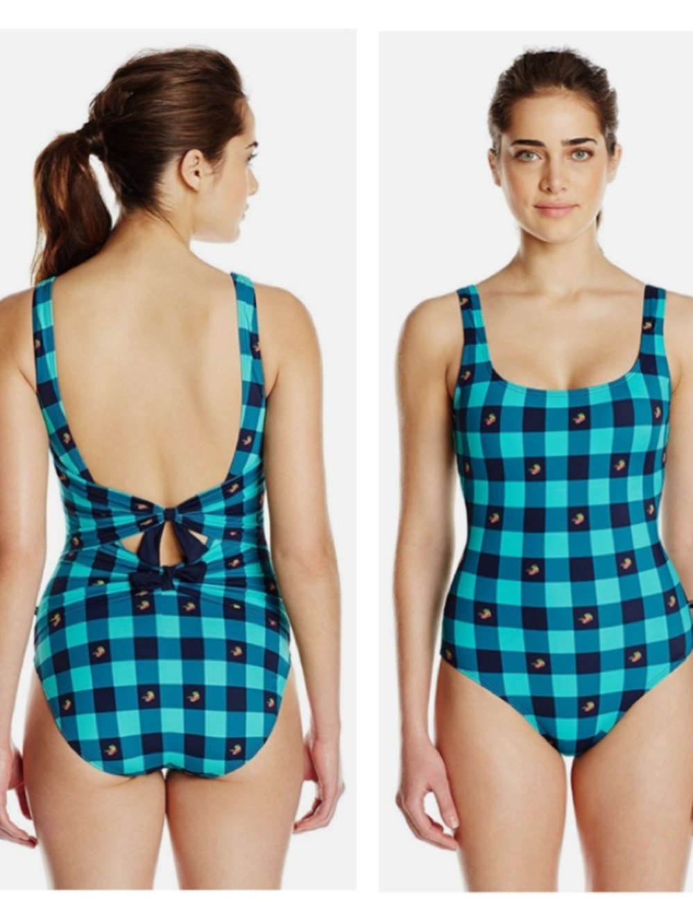 Tommy Hilfiger Women's Fly Dobby Gingham Tie Back One Piece Swimsuit Size 6